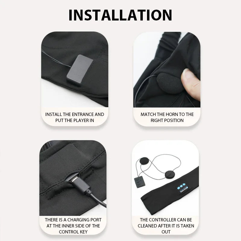 Sports Headband Wireless Bluetooth Headphones - Sleep Music Headband with Build-In Mic, Washable & Rechargeable