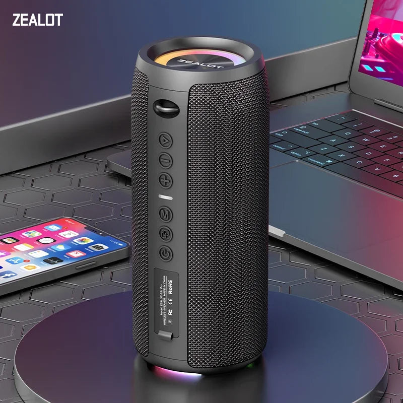 Zealot-S51 Pro 40W High-Power Bluetooth Speaker - Waterproof, RGB Lights, TWS Stereo (Black, Blue, Gray, Camouflage)