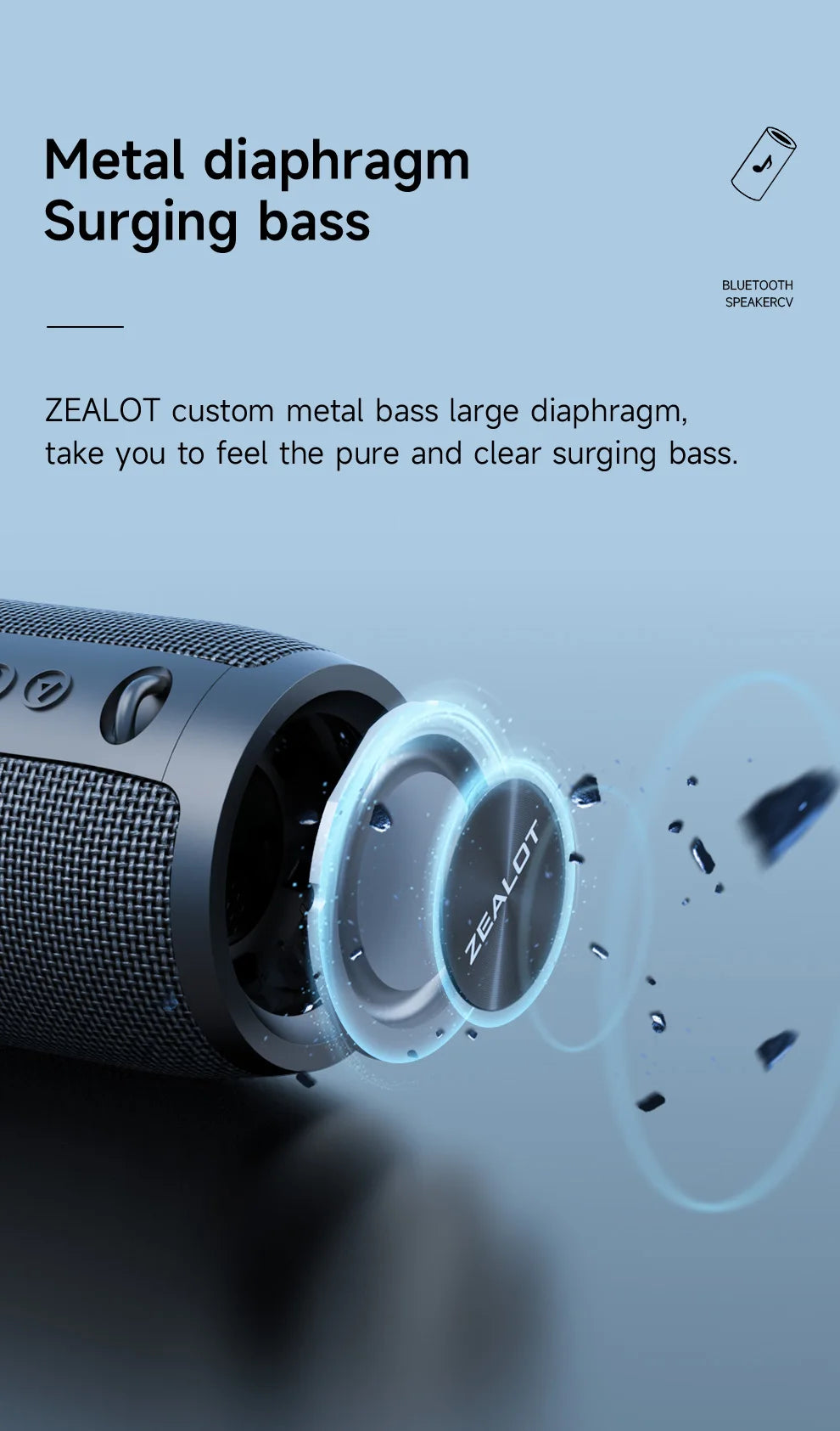 Zealot-S51 Pro 40W High-Power Bluetooth Speaker - Waterproof, RGB Lights, TWS Stereo (Black, Blue, Gray, Camouflage)
