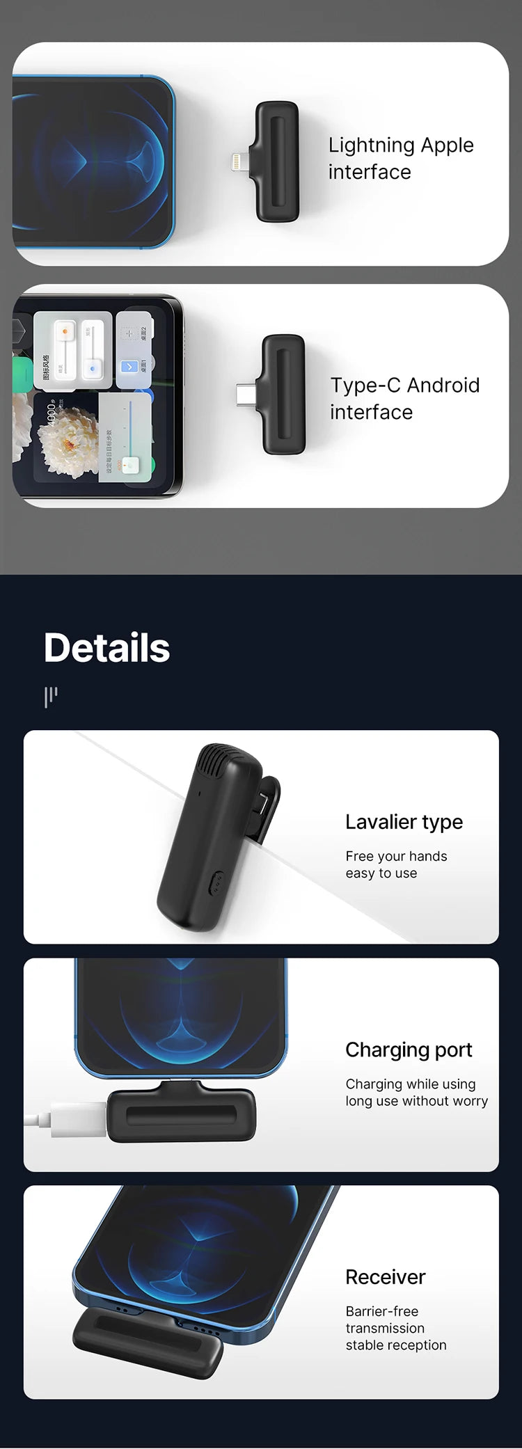 Professional Wireless Lavalier Microphone Kit - Dual Clip-On Mini Mics with Charging Case (iPhone & Android)