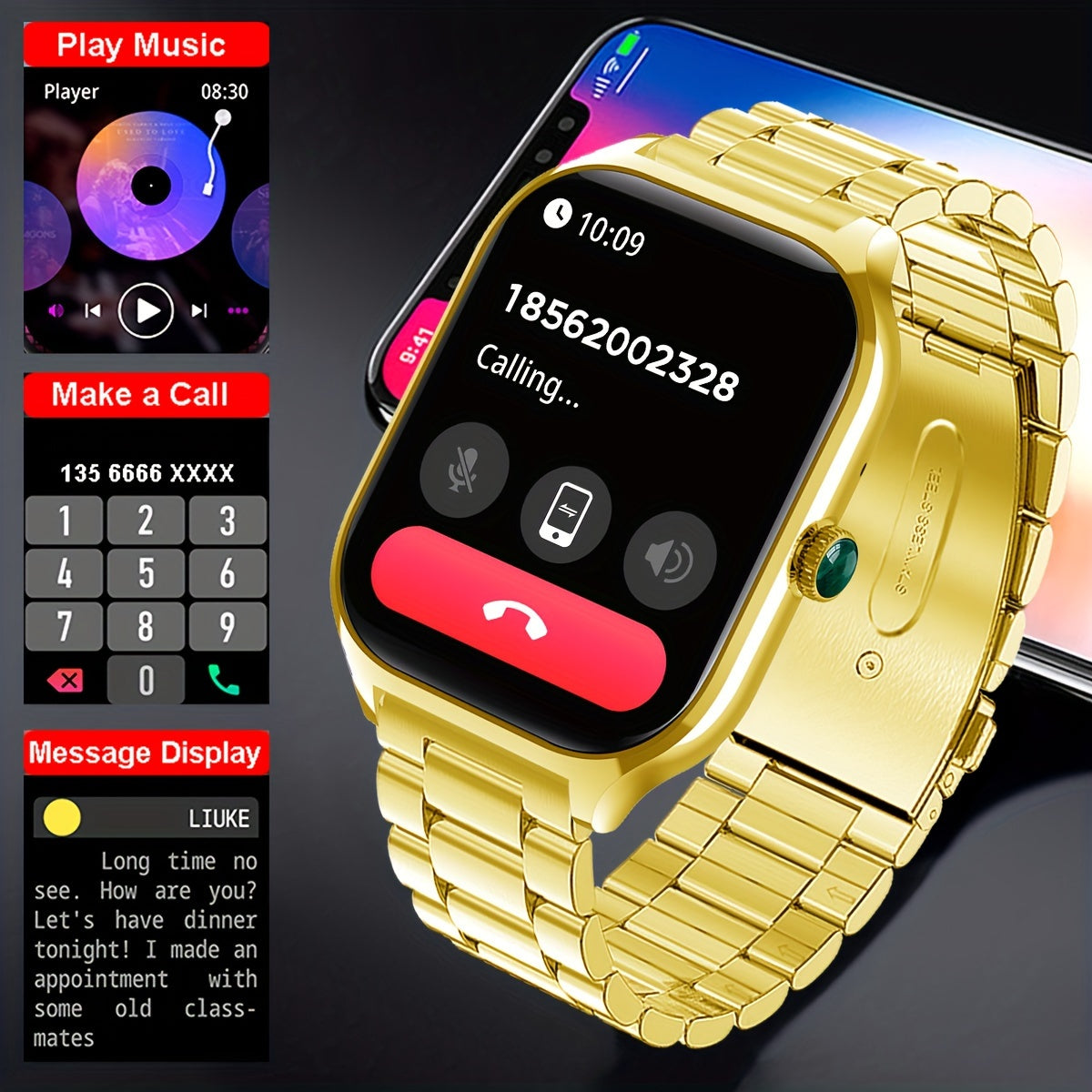 Elegant Smartwatch with HD Display, Bluetooth Calls & Stainless Steel Design