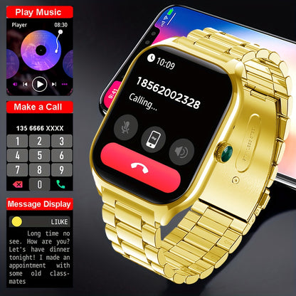 Elegant Smartwatch with HD Display, Bluetooth Calls & Stainless Steel Design