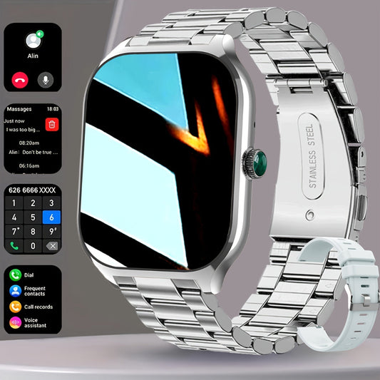 Elegant Smartwatch with HD Display, Bluetooth Calls & Stainless Steel Design