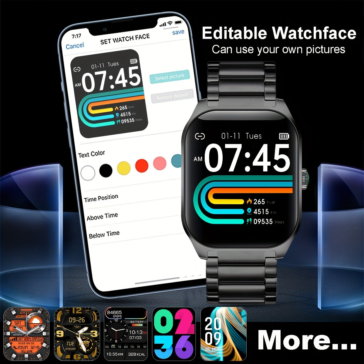 Elegant Smartwatch with HD Display, Bluetooth Calls & Stainless Steel Design