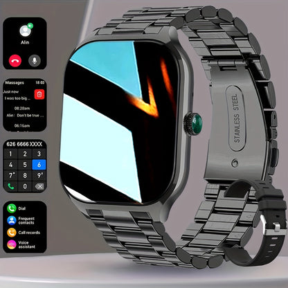 Elegant Smartwatch with HD Display, Bluetooth Calls & Stainless Steel Design