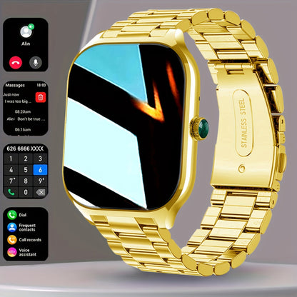 Elegant Smartwatch with HD Display, Bluetooth Calls & Stainless Steel Design