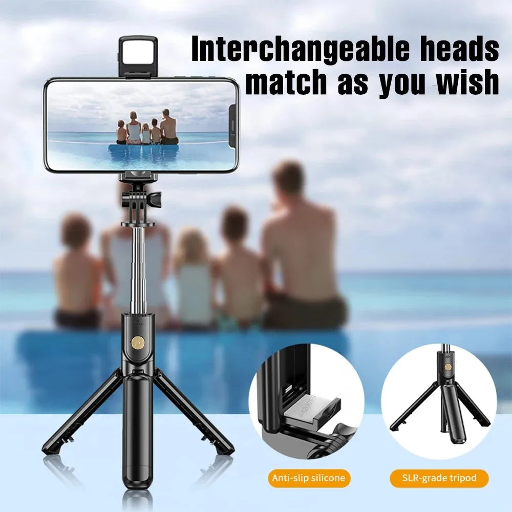 3-in-1 Wireless Selfie Stick Tripod with Bluetooth Remote - Foldable Phone Stand