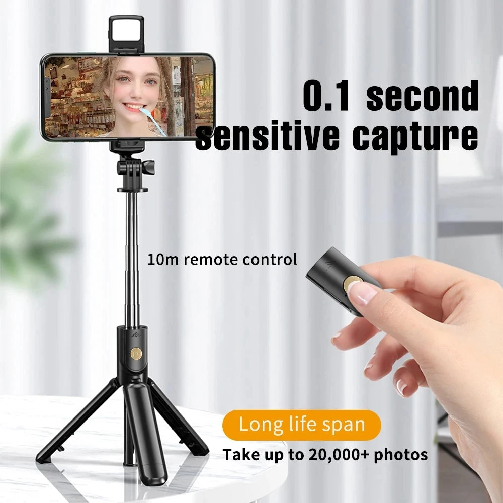 3-in-1 Wireless Selfie Stick Tripod with Bluetooth Remote - Foldable Phone Stand