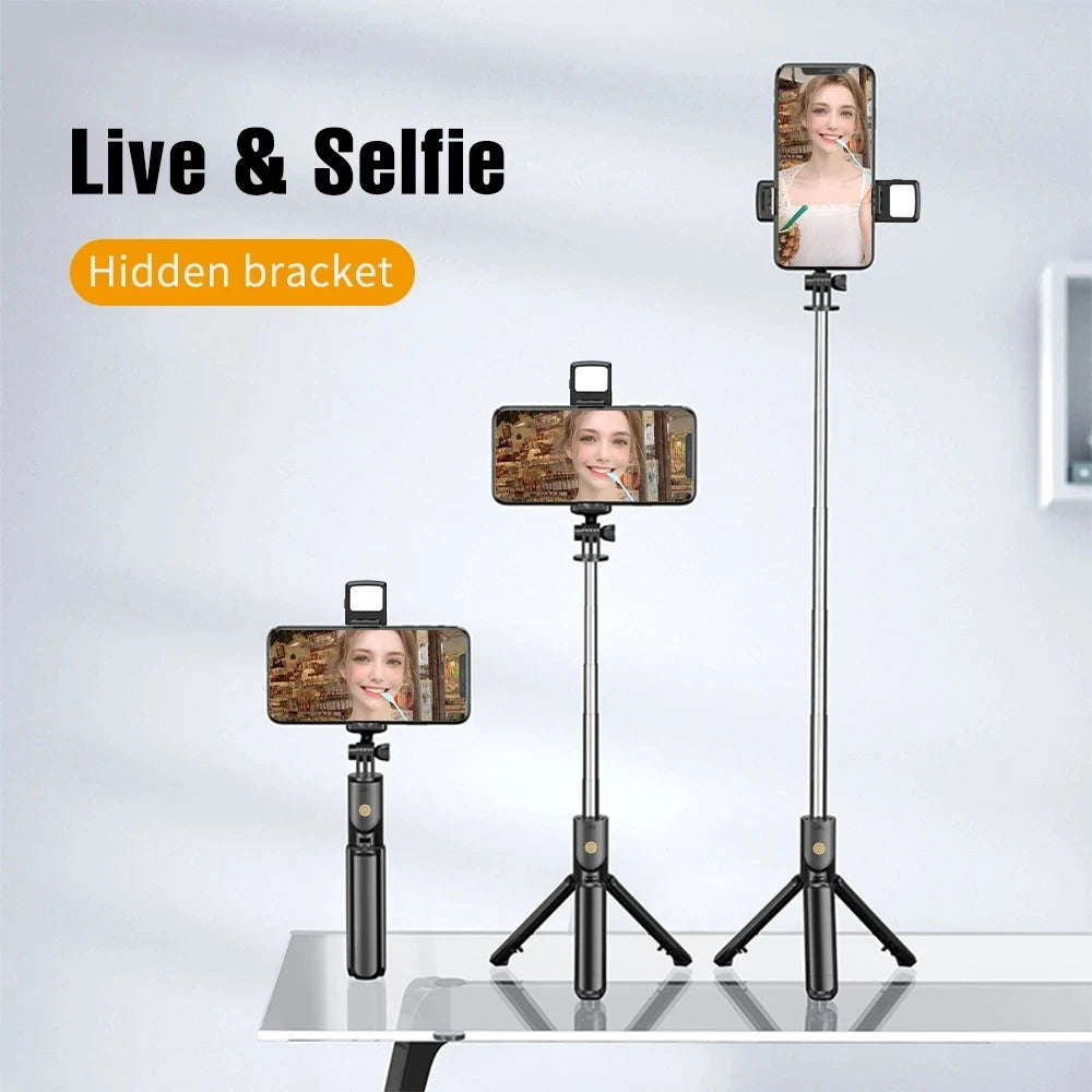 3-in-1 Wireless Selfie Stick Tripod with Bluetooth Remote - Foldable Phone Stand