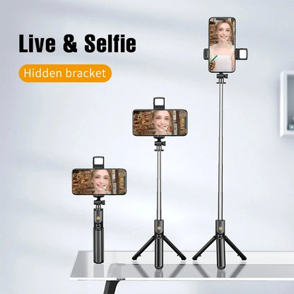 3-in-1 Wireless Selfie Stick Tripod with Bluetooth Remote - Foldable Phone Stand