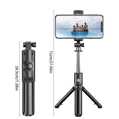 3-in-1 Wireless Selfie Stick Tripod with Bluetooth Remote - Foldable Phone Stand