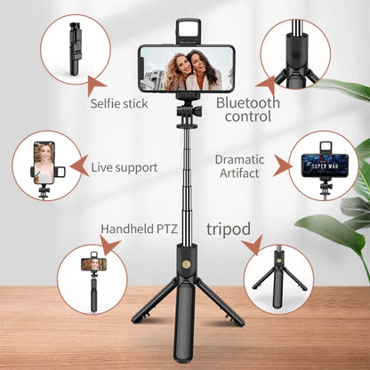 3-in-1 Wireless Selfie Stick Tripod with Bluetooth Remote - Foldable Phone Stand
