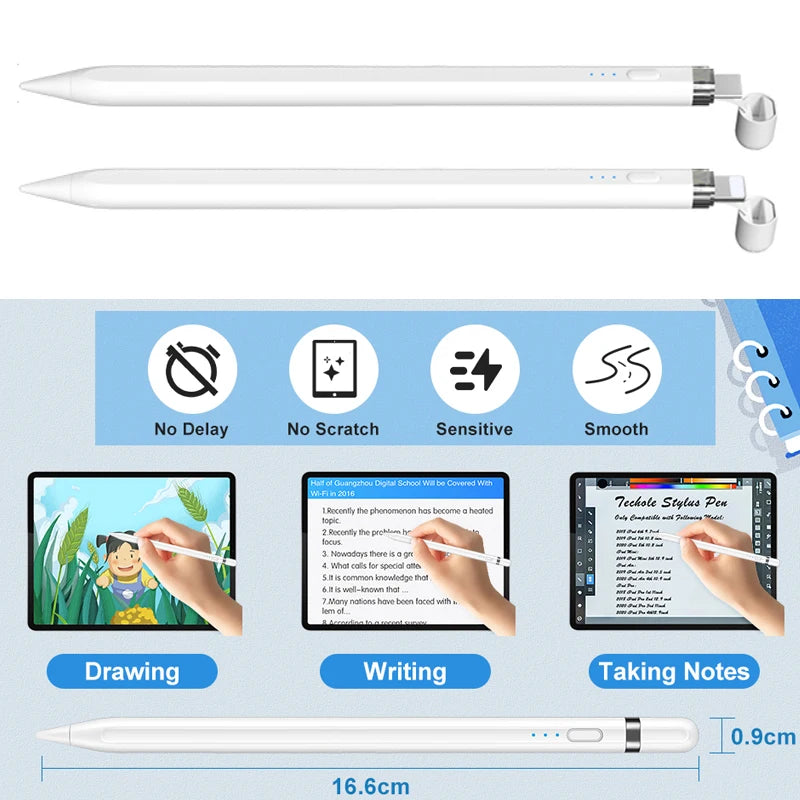 Stylus Pen for iPad – Palm Rejection, Tilt Sensing, Battery Display & OTG Charging