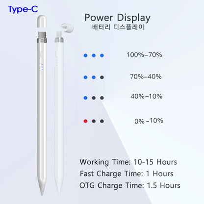 Stylus Pen for iPad – Palm Rejection, Tilt Sensing, Battery Display & OTG Charging