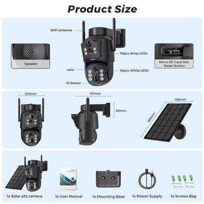 8 MP 4K Ultra HD Solar Wireless Security Camera with Dual Lens & 365-Day Standby