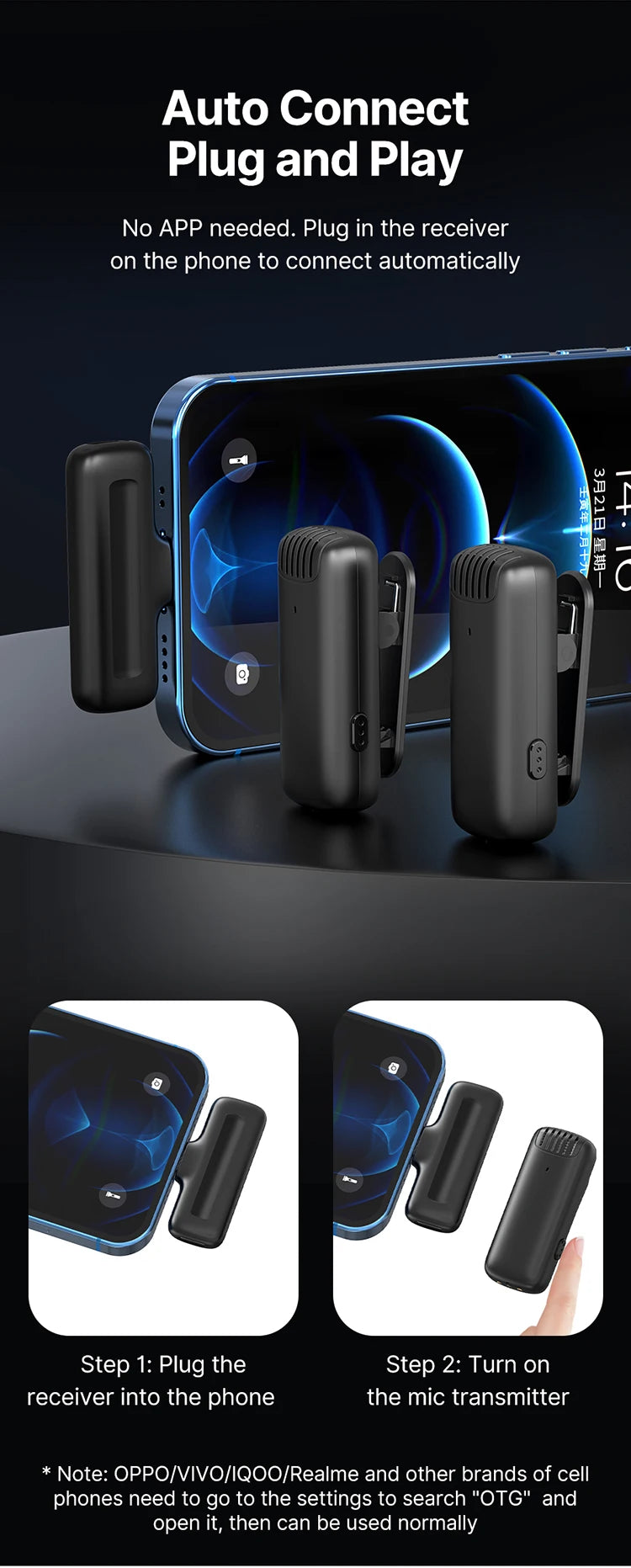 Professional Wireless Lavalier Microphone Kit - Dual Clip-On Mini Mics with Charging Case (iPhone & Android)