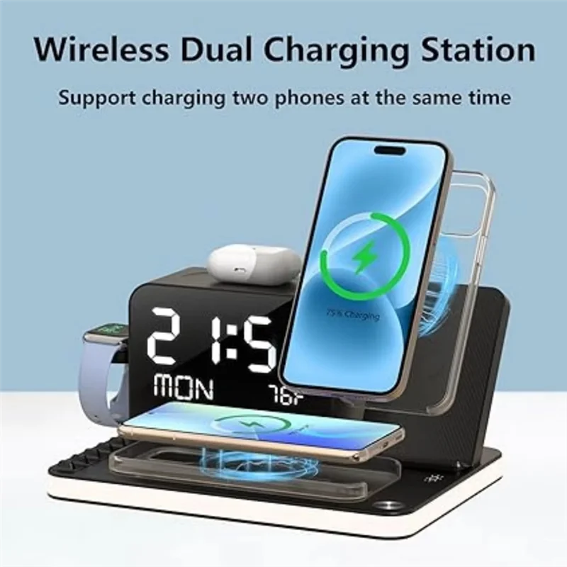 7-in-1 Multifunctional Wireless Charging Station with Smart Display & Night Light