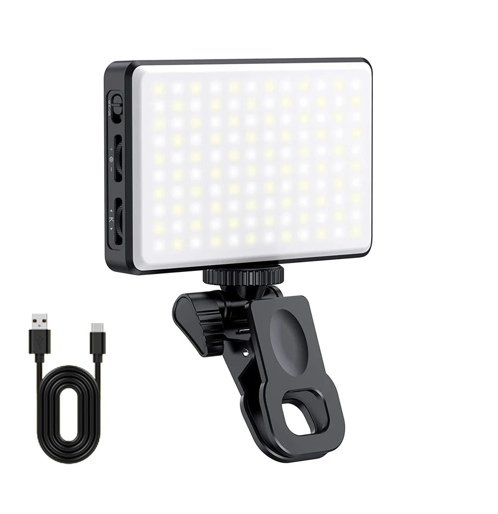 LED Selfie Light – 120 LEDs, Rechargeable Clip-On with Adjustable Brightness & Color Temp