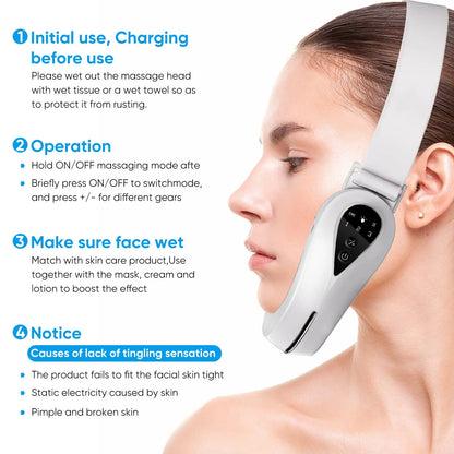 EMS Face Lift Massager with LED Light Therapy & Vibration - Anti-Aging Skin Tightening Device.