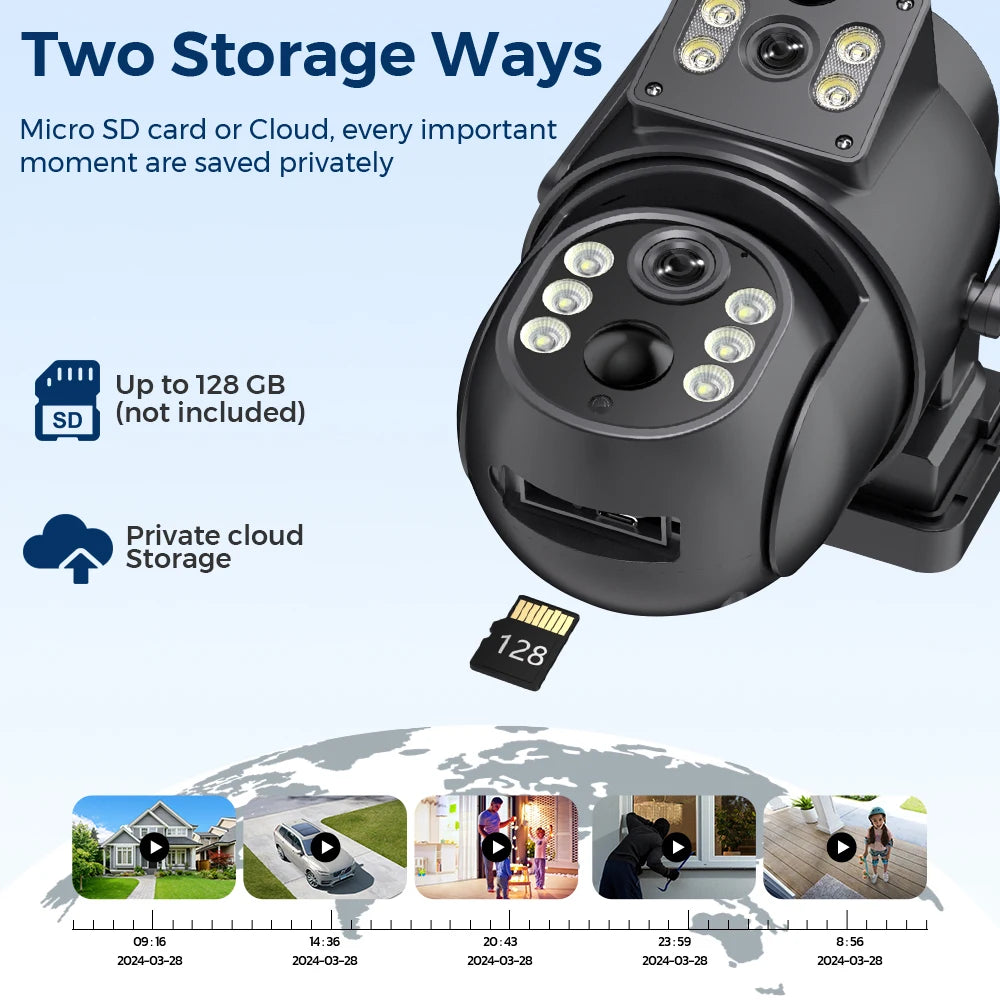 8 MP 4K Ultra HD Solar Wireless Security Camera with Dual Lens & 365-Day Standby