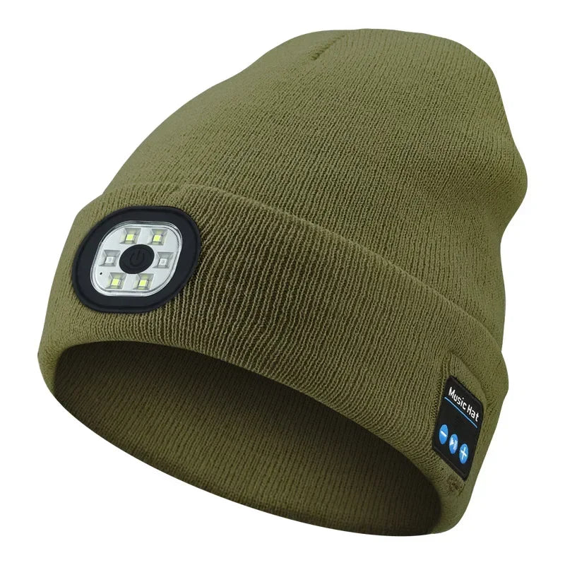 LED Bluetooth Beanie Hat – Wireless Stereo Speakers & Rechargeable Light for Outdoor Sports & Winter Wear