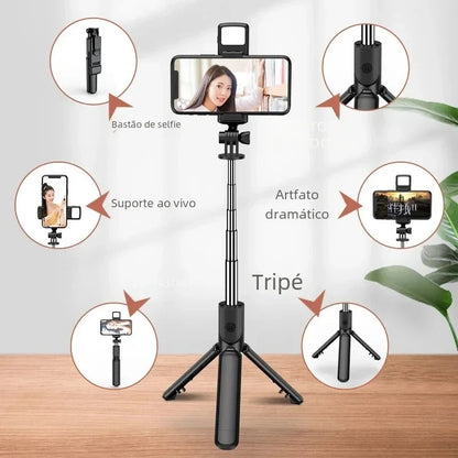 3-in-1 Wireless Selfie Stick Tripod with Bluetooth Remote - Foldable Phone Stand
