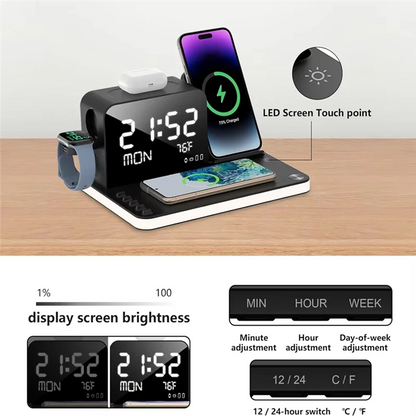 7-in-1 Multifunctional Wireless Charging Station with Smart Display & Night Light