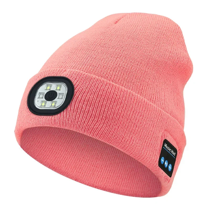 LED Bluetooth Beanie Hat – Wireless Stereo Speakers & Rechargeable Light for Outdoor Sports & Winter Wear