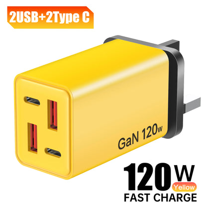 120W 4-Port USB Wall Charger – Type-C Fast Charging Adapter for iPhone, Samsung, & More