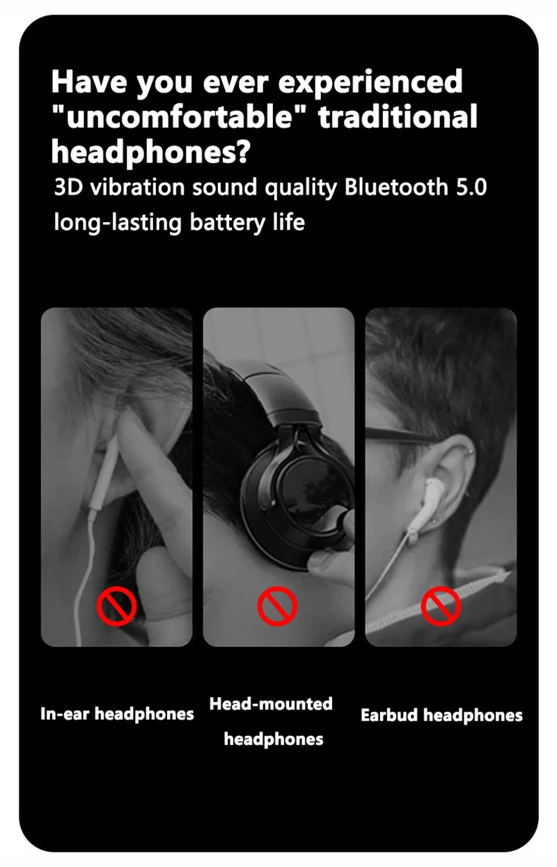 Bone Conduction Bluetooth 5.3 Headphones - IPX8 Waterproof Open-Ear Sports Headset with Mic, Hi-Fi Sound