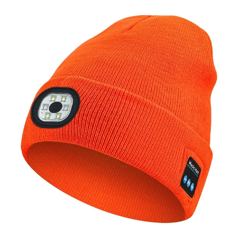 LED Bluetooth Beanie Hat – Wireless Stereo Speakers & Rechargeable Light for Outdoor Sports & Winter Wear