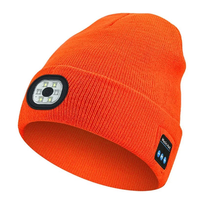 LED Bluetooth Beanie Hat – Wireless Stereo Speakers & Rechargeable Light for Outdoor Sports & Winter Wear