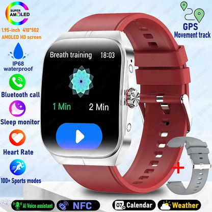 2025 AMOLED NFC Smartwatch with GPS Tracking, Bluetooth Calls & Fitness Sensors| Waterproof Sports Watch for Men and Women