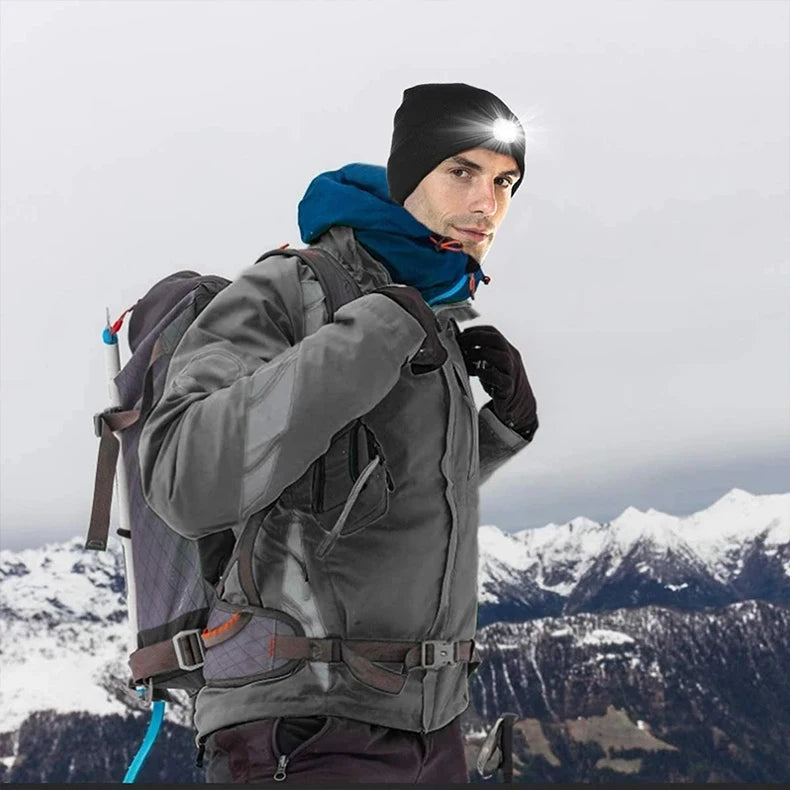 LED Bluetooth Beanie Hat – Wireless Stereo Speakers & Rechargeable Light for Outdoor Sports & Winter Wear