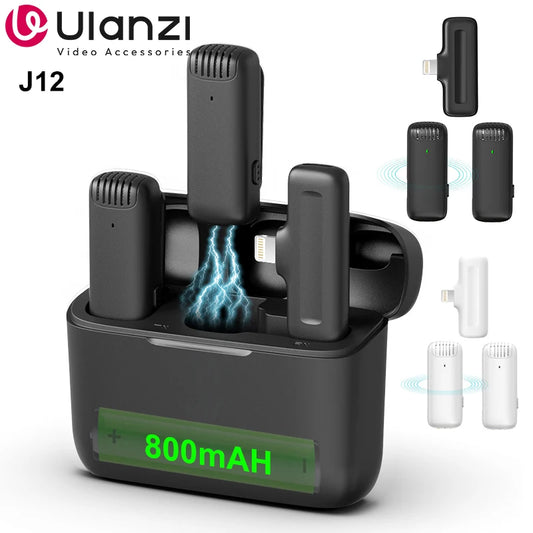 Professional Wireless Lavalier Microphone Kit - Dual Clip-On Mini Mics with Charging Case (iPhone & Android)