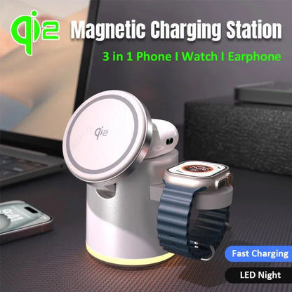 3-in-1 Foldable Magnetic Wireless Fast Charger for iPhone 16/15/14/13/12, Apple Watch & AirPods Pro