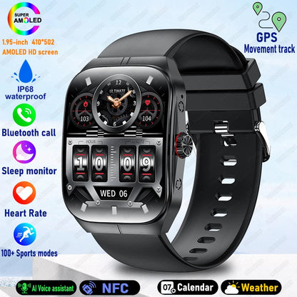 2025 AMOLED NFC Smartwatch with GPS Tracking, Bluetooth Calls & Fitness Sensors| Waterproof Sports Watch for Men and Women
