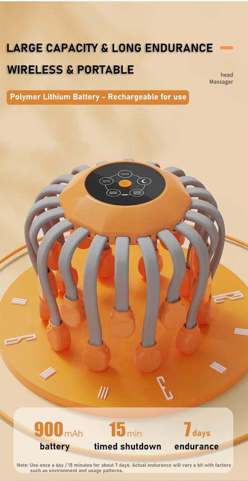 NeuroRelax Octopus Scalp Massager - 20 Head with Red Light Therapy