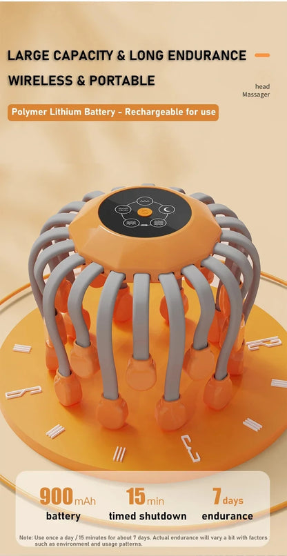NeuroRelax Octopus Scalp Massager - 20 Head with Red Light Therapy