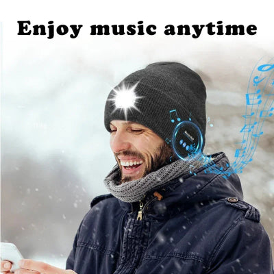 LED Bluetooth Beanie Hat – Wireless Stereo Speakers & Rechargeable Light for Outdoor Sports & Winter Wear