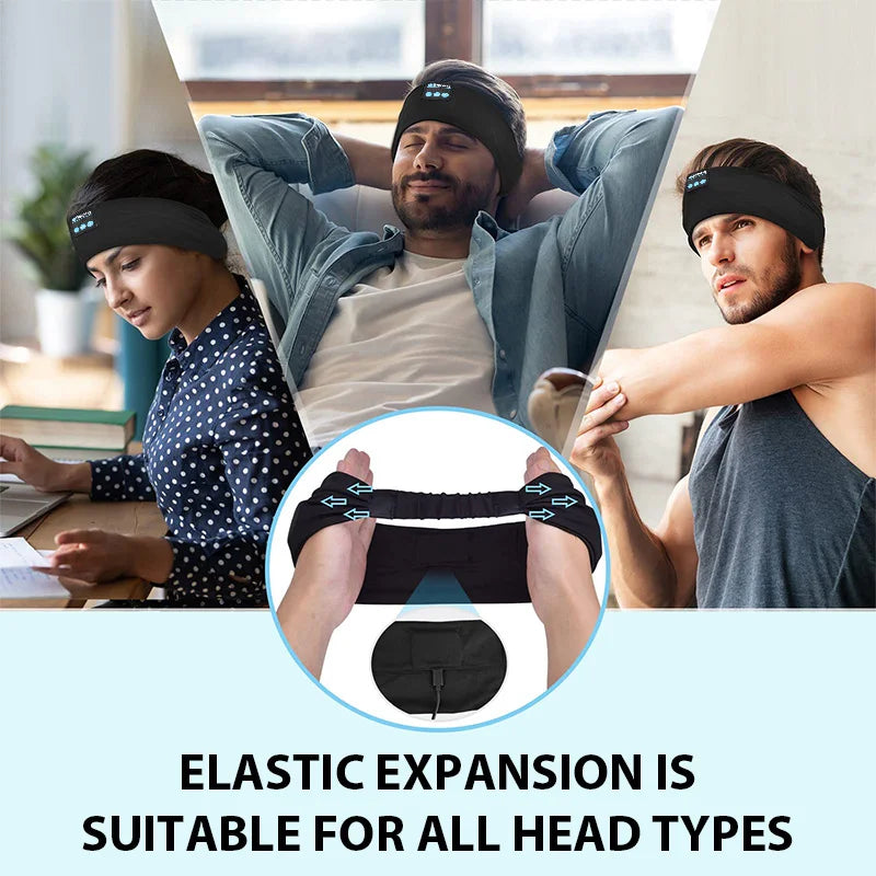 Sports Headband Wireless Bluetooth Headphones - Sleep Music Headband with Build-In Mic, Washable & Rechargeable