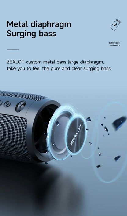 Zealot-S51 Pro 40W High-Power Bluetooth Speaker - Waterproof, RGB Lights, TWS Stereo (Black, Blue, Gray, Camouflage)