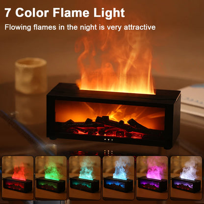 Flame-Effect Aroma Diffuser Humidifier with 7-Color LED & Ultrasonic Mist