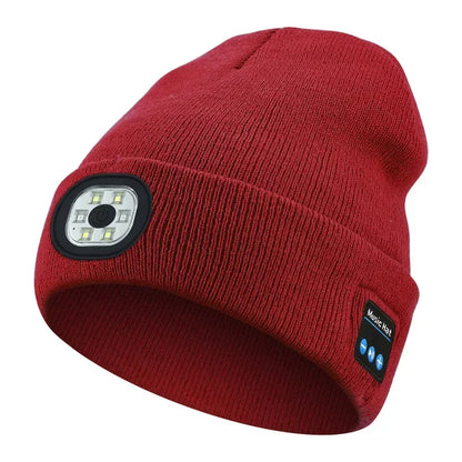 LED Bluetooth Beanie Hat – Wireless Stereo Speakers & Rechargeable Light for Outdoor Sports & Winter Wear