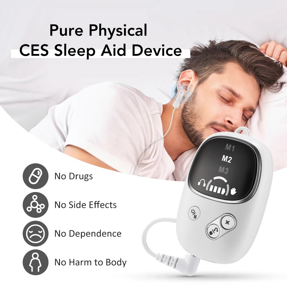 Handheld CES Sleep Aid Device for Insomnia, Anxiety & Stress Relief | Palm Microcurrent Pulse Relaxation Massager