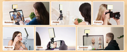 LED Selfie Light – 120 LEDs, Rechargeable Clip-On with Adjustable Brightness & Color Temp