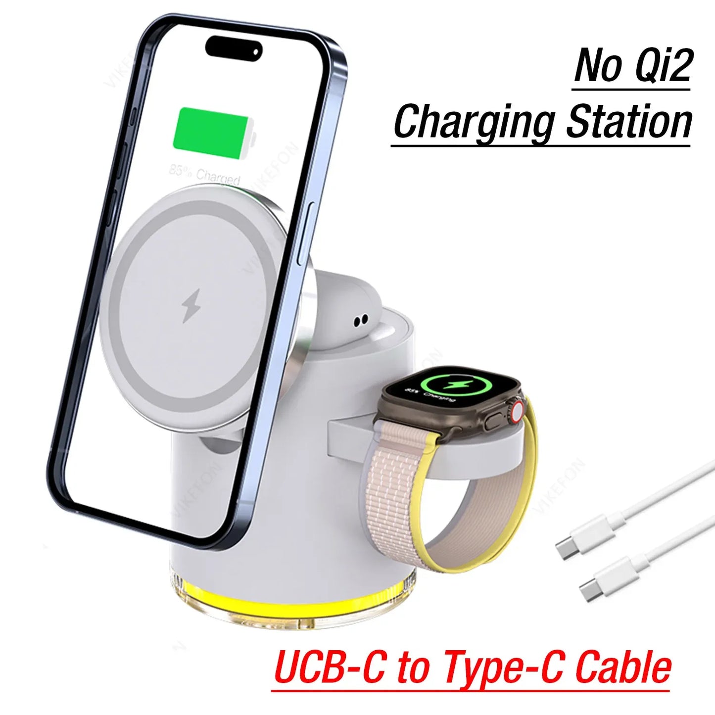 3-in-1 Foldable Magnetic Wireless Fast Charger for iPhone 16/15/14/13/12, Apple Watch & AirPods Pro