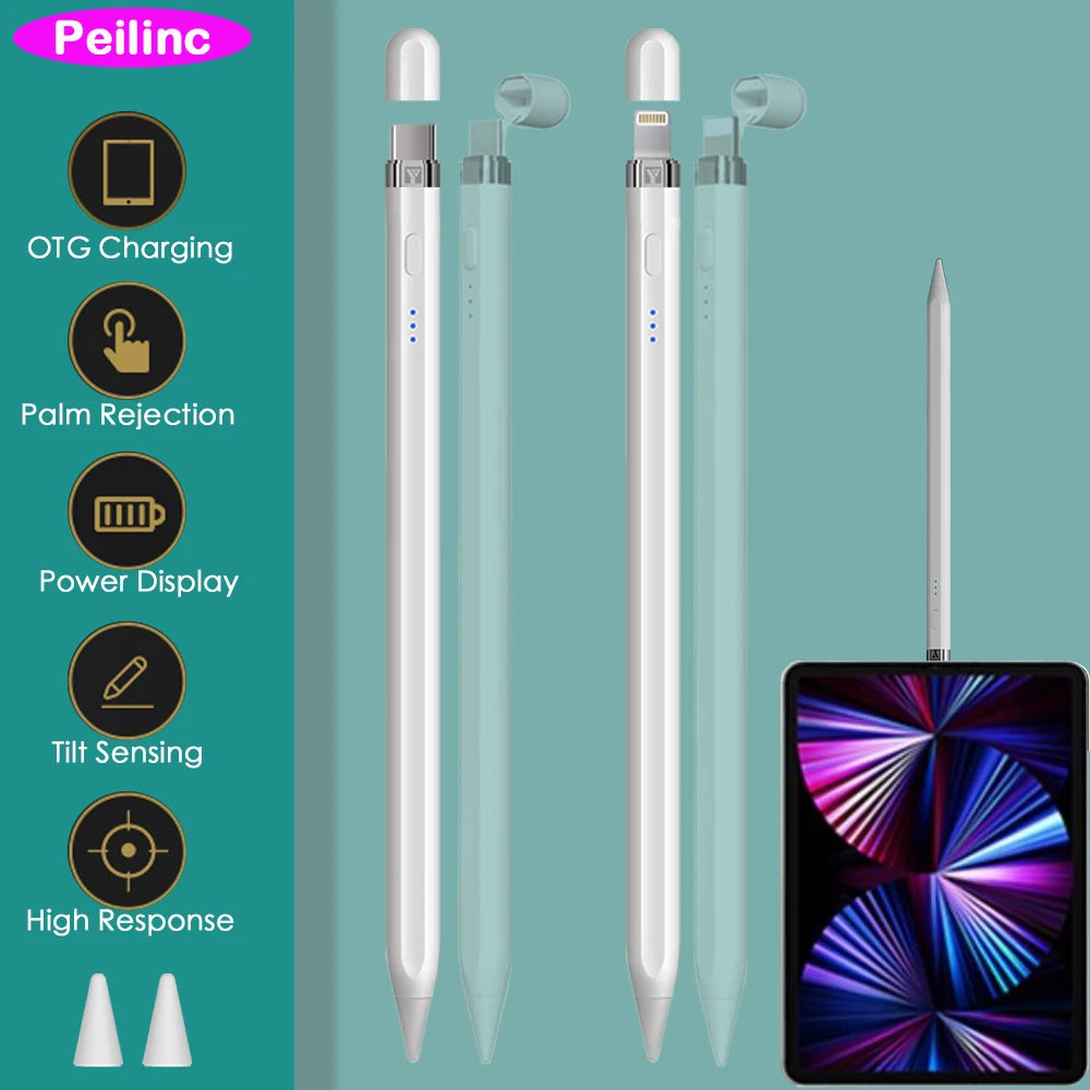 Stylus Pen for iPad – Palm Rejection, Tilt Sensing, Battery Display & OTG Charging