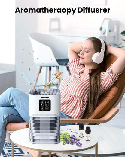 2-in-1 Smart Air Purifier with H13 Filter & Aromatherapy - Desktop Home Air Cleaner