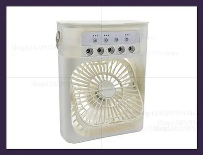 3-In-1 Portable Cooling Fan and Humidifier - USB Electric Desk Top Fan with LED Night Light and Water Mist Fun